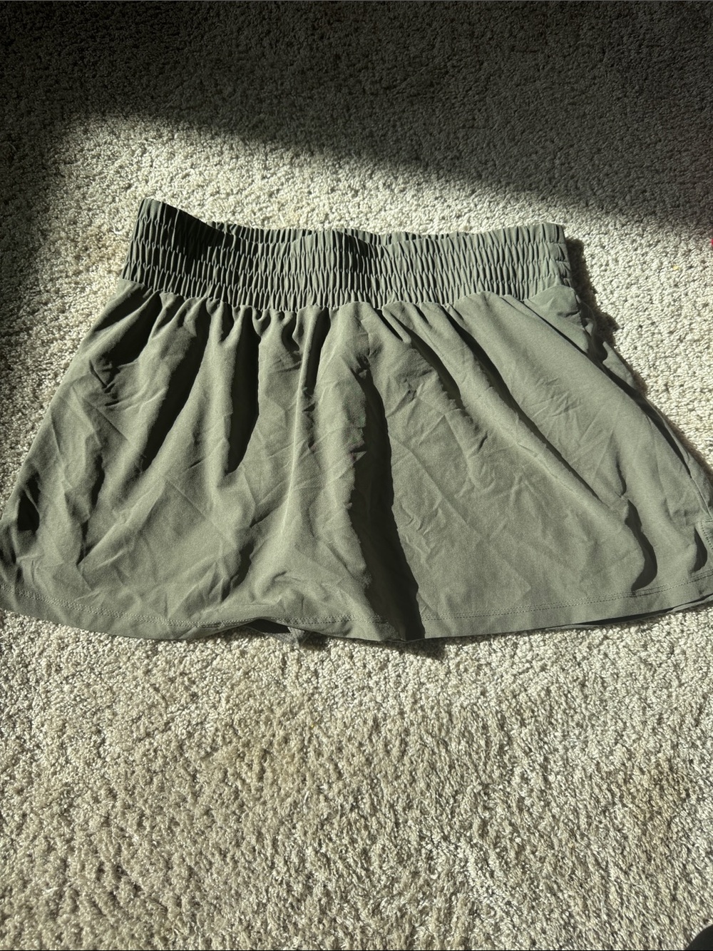 GAP Olive Green Smocked-Waist Skort with Flared Hem